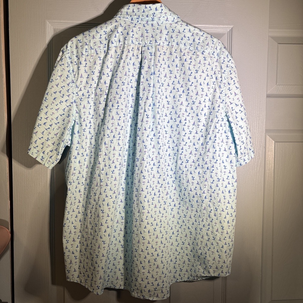 Vineyard Vines Shirt Men XL Slim Fit Whale All Over Print Tropical Palm Tree - Picture 5 of 11
